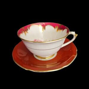 Tuscan Paragon Bone China Tea Cup Saucer Red Gold England